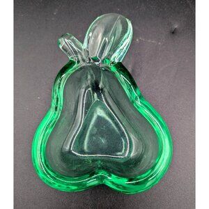 Vannes Le Chatel Crystal Green Pear Shaped Ashtray or Trinket bowl